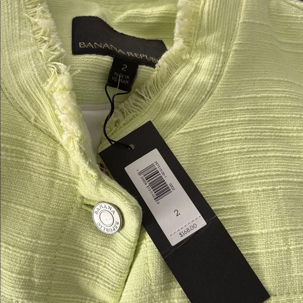 BANANA REPUBLIC BNWT Neon Citron Cropped Blazer Jacket Size 2 -- BNWT